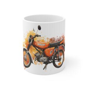 DDR Retro Moped Coffee Mug Classic East German Motorcycle Illustration S50, S51, Vintage Bike Art Cup
