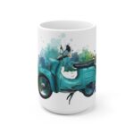 Aquarell-Tasse mit klassischem DDR Moped Schwalbe Retro Zweirad Illustration