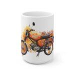 DDR Retro Moped Coffee Mug Classic East German Motorcycle Illustration S50, S51, Vintage Bike Art Cup