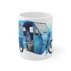 East German DDR Moped Mug Classic Duo Schwalbe Motorcycle Art, Retro Watercolor Coffee Cup