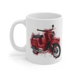 Aquarell-Tasse mit klassischem DDR Moped Schwalbe Retro Zweirad Illustration