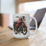 Retro Moped Coffee Mug Classic East German Motorcycle Illustration S50, S51, Vintage Bike Art Cup