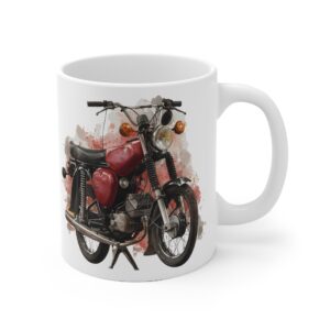 Retro Moped Coffee Mug Classic East German Motorcycle Illustration S50, S51, Vintage Bike Art Cup