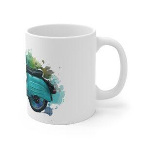 Aquarell-Tasse mit klassischem DDR Moped Schwalbe Retro Zweirad Illustration