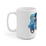 East German DDR Moped Mug Classic Duo Schwalbe Motorcycle Art, Retro Watercolor Coffee Cup