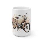 Vintage DDR SR2 Moped Mug Classic East German Motorcycle Art, Retro Watercolor Coffee Cup
