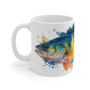 Barsch Aquarell Tasse – Kunstvoller Kaffeegenuss für Angler || Sportliche Barsch Tasse – Ideal für Tee und Geschenkideen für Fischliebhaber