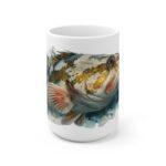 Dorsch Aquarell Tasse: Maritimer Genuss für Anglerfreunde || Elegante Dorsch Tasse: Hochwertige Keramikkunst für Meeresliebhaber - 15oz