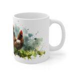 Hühner Aquarell Tasse - Bauernhof Hühnergruppe in lebendiger Aquarellkunst