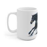 Schwarzes Pferd Aquarell Tasse - Dynamisches Laufmotiv in Aquarellkunst