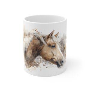 Pferde Portrait Aquarell Tasse - Elegantes Pferdegesicht in Aquarellkunst