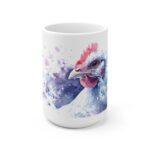 Huhn Aquarell Tasse - Weißes Huhn Portrait in Aquarellkunst