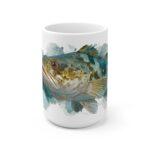 Dorsch Aquarell Tasse – Maritime Eleganz für jeden Tag || Sanfte Aquarell Tasse mit Dorsch-Motiv – Ideal für Teeliebhaber - 15oz