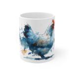 Huhn Aquarell Tasse - Blaues Bauernhof Huhn mit kräftigen Aquarellspritzern