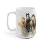 Pferde Aquarell Tasse - Galoppierende Pferde im Aquarell Stil
