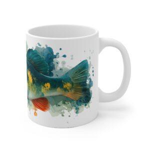 Barsch Aquarell Tasse – Stilvolles Design für Fischliebhaber || Moderne Aquarell Tasse mit Barschmotiv – Perfektes Geschenk für Naturliebhaber