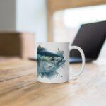 Thunfisch Aquarell Tasse – Kunstvolle Meeresfreude für Genießer || Dynamische Thunfisch Tasse – Stilvolles Design für Küstenliebhaber