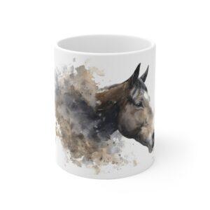 Pferd Portrait Aquarell Tasse - Ruhiges Pferdeprofil in Aquarellkunst