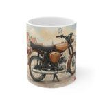 Simson S51 Tasse – DDR Kult-Moped als Aquarellmotiv in historischer Altstadt