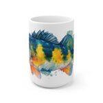 Barsch Aquarell Tasse – Kunstvoller Kaffeegenuss für Angler || Sportliche Barsch Tasse – Ideal für Tee und Geschenkideen für Fischliebhaber - 15oz