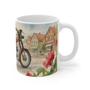 Simson S51 Tasse – DDR Kult-Moped als Aquarellmotiv in historischer Altstadt