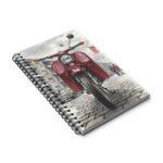 Ostalgie Moped Notizbuch – Rote DDR Schwalbe KR51 im Stadtbild