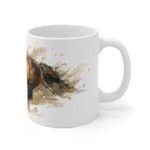 Pferd Aquarell Tasse - Galoppierendes Pferd in dynamischer Aquarellkunst
