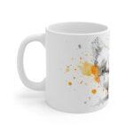 Huhn Aquarell Tasse - Weißes Huhn mit gelben Farbspritzern in moderner Aquarellkunst