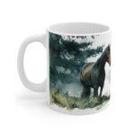 Pferd Aquarell Tasse - Ruhiges Pferd im Wald in Aquarelloptik