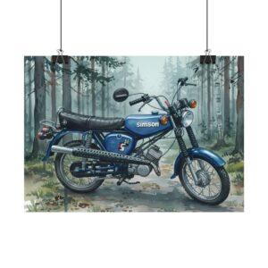 Simson S50 Aquarell Poster – DDR Kult-Moped im Waldmotiv