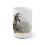 Weißes Pferd Aquarell Tasse - Ruhiges Pferd in sanfter Aquarellkunst