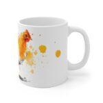 Huhn Aquarell Tasse - Weißes Huhn mit gelben Farbspritzern in moderner Aquarellkunst