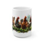 Hühner Aquarell Tasse - Bauernhof Hühnergruppe in lebendiger Aquarellkunst