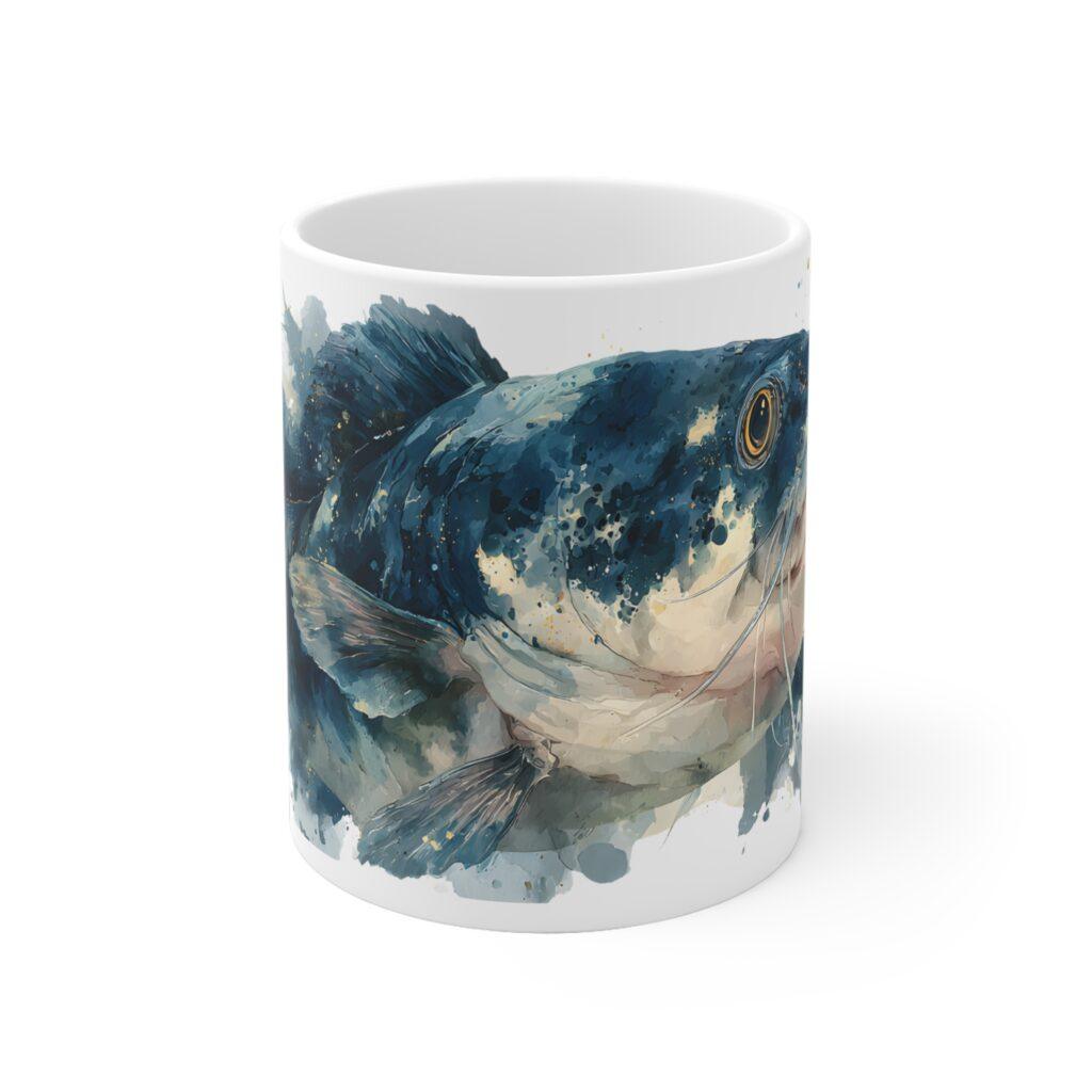 K&uuml;nstlerische Catfish Aquarell Tasse f&uuml;r Naturfreunde || Mystische Wels Tasse im Aquarell-Design &ndash; Ideal als Geschenk