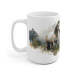 Weißes Pferd Aquarell Tasse - Ruhiges Pferd in sanfter Aquarellkunst