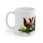 Hühner Aquarell Tasse - Bauernhof Hühnergruppe in lebendiger Aquarellkunst