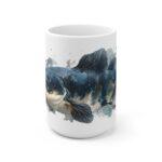 Wels Aquarell Tasse – Kunstvolles Design für Naturfreunde || Stilvolle Wels Tasse – Ideal für Angler und Kaffeeliebhaber - 15oz