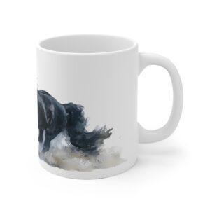 Schwarzes Pferd Aquarell Tasse - Dynamisches Laufmotiv in Aquarellkunst