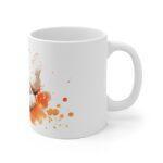 Huhn Aquarell Tasse - Weißes Bauernhof Huhn mit orangefarbenen Aquarellspritzern