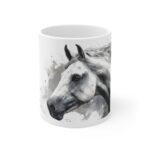 Weißes Pferd Portrait Aquarell Tasse - Elegantes Pferdeportrait