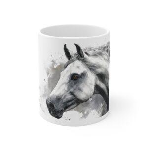 Weißes Pferd Portrait Aquarell Tasse - Elegantes Pferdeportrait