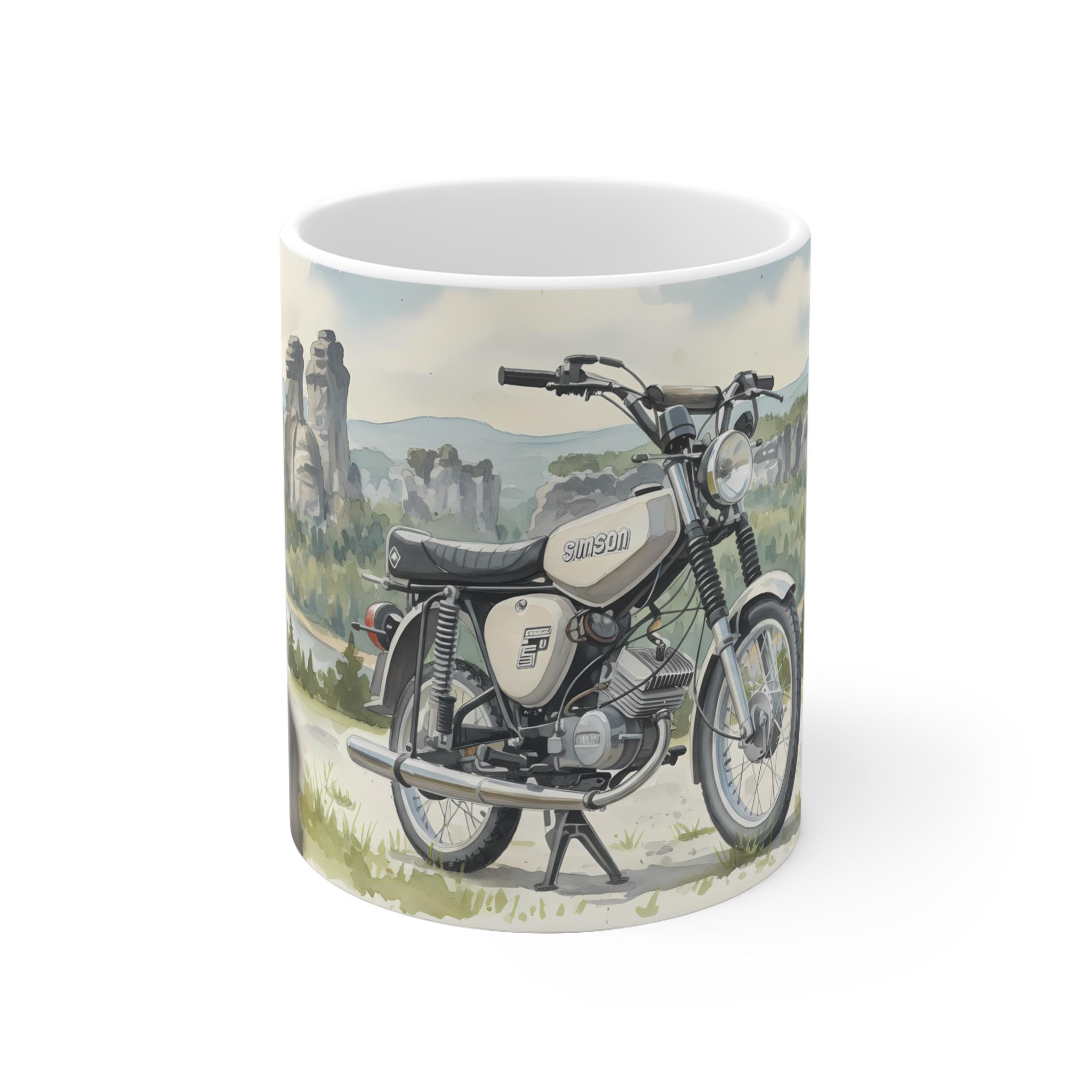 Simson S51 Tasse – DDR Kult-Moped als Aquarellmotiv in Sächsischer Schweiz - Shotspace Simson S51 Tasse – DDR Kult-Moped als Aquarellmotiv in Sächsischer Schweiz
