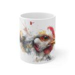 Huhn Aquarell Tasse - Ausdrucksstarkes Huhn Portrait in moderner Aquarellkunst