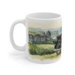 Simson S51 Tasse – DDR Kult-Moped als Aquarellmotiv in weiter Landschaft