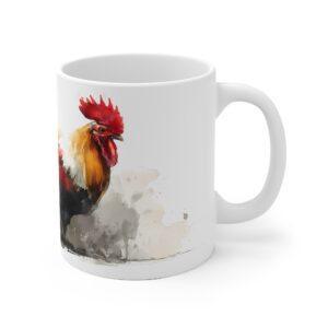 Hahn Aquarell Tasse - Majestätischer Hahn in kraftvoller Aquarellkunst