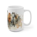 Pferde Aquarell Tasse - Galoppierende Pferde im Aquarell Stil