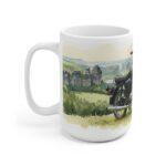 Simson S51 Tasse – DDR Kult-Moped als Aquarellmotiv in weiter Landschaft