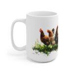 Hühner Aquarell Tasse - Bauernhof Hühnergruppe in lebendiger Aquarellkunst