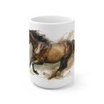 Pferd Aquarell Tasse - Galoppierendes Pferd in dynamischer Aquarellkunst