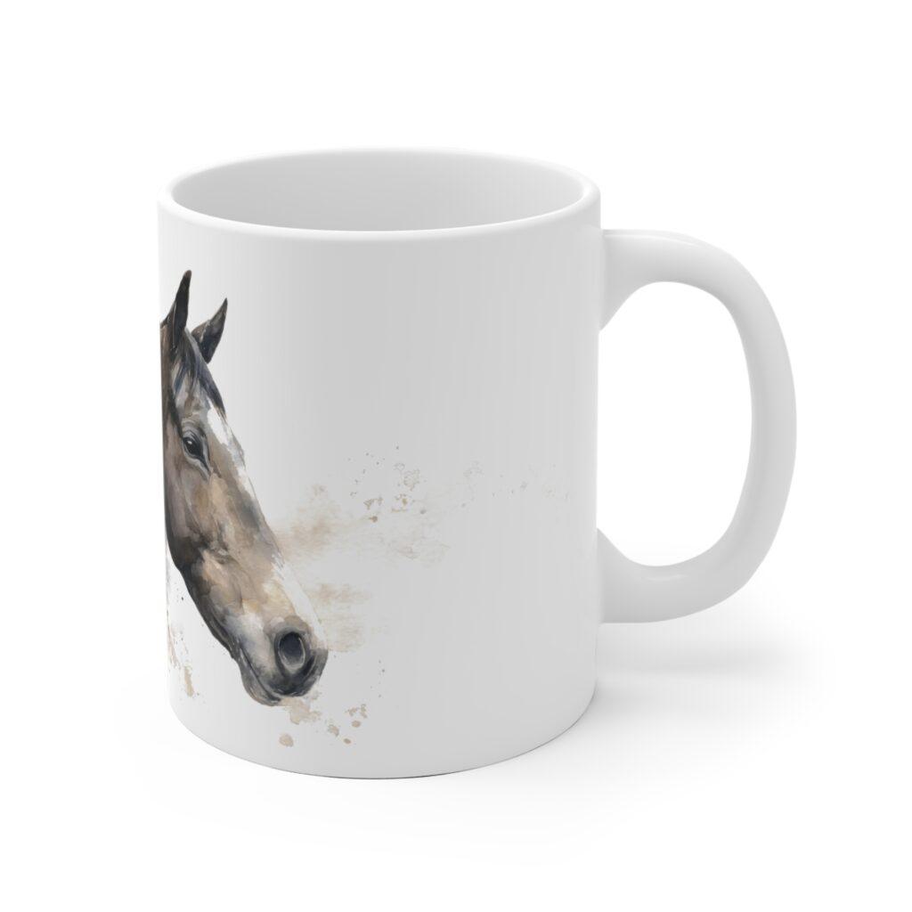 Pferd Portrait Aquarell Tasse - Ruhiges Pferdeprofil in Aquarellkunst